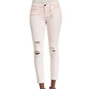 J Brand Low-Rise Distressed Crop Jeans Pink Ribbon